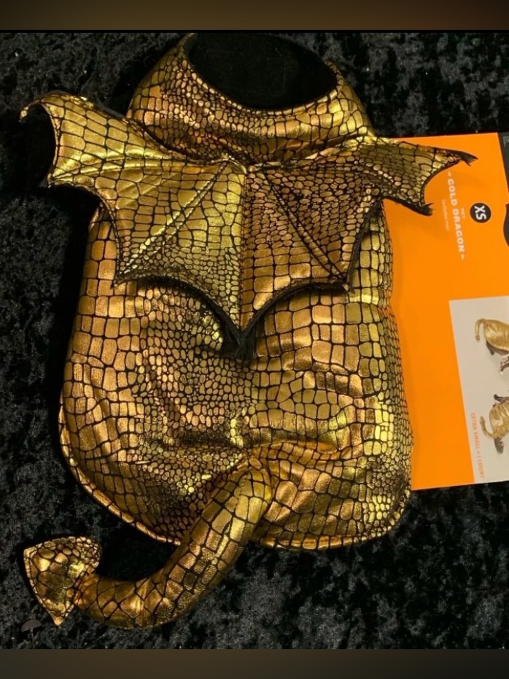 New dog or cat size XS (extra Small) metallic gold dragon costume